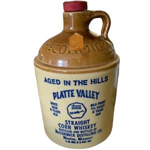 Vintage Empty McCormick Platte Valley Straight Corn Whiskey Jug w/ Wax Seal